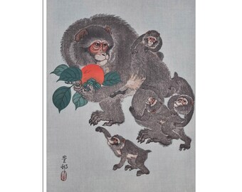 Japanese Art Monkey Print Ohara Koson Poster (J424)a