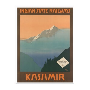 Kashmir Travel Poster India Art Indian State Railways Print (AJT296)a
