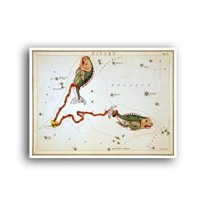 Pisces Vintage Sternzeichen Druck Sternzeichen Horoskop Poster Karte Kunst Konstellationen Astrologie Decor (AS14)a