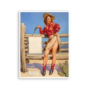 Western Art Pin Up Girls Print Sexy Cowgirl Poster Super Quality Art and Paper Frame It Yourself Sizes (PN46)