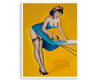 Pin Up Girls Wall Art The Housekeeper Stampa Vintage Super Quality Art e Paper Frame It Yourself Sizes (PN3)