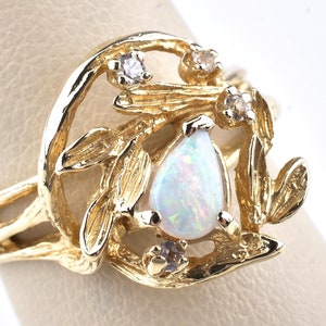 14k Yellow Gold Diamond Opal Ring Size 6