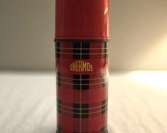 Vintage Canadian Thermos Bottle No.106 – Red Tartan – Mid Century Retro Lunch Gear