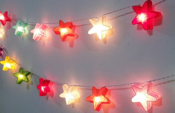 Christmas Fancy Star String Lights 20 Party Patio Fairy Decor Etsy