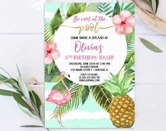 Invitation A Une Fete A La Piscine Invitations A Une Fete Etsy Canada