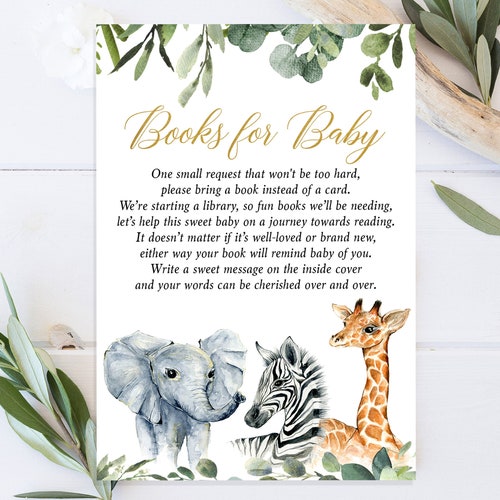 Jungle Baby Shower Books for Baby Card Book Request Card Etsy