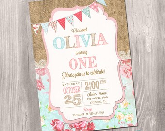 shabby chic invites etsy