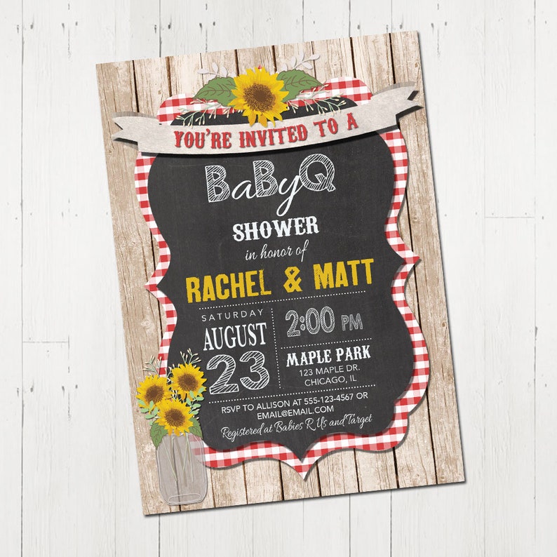BBQ Baby Shower Invitation Couples Baby Shower Invite Mason Etsy