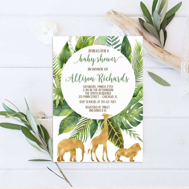 Safari Baby Shower Invitation Jungle Baby Shower Invitation Etsy