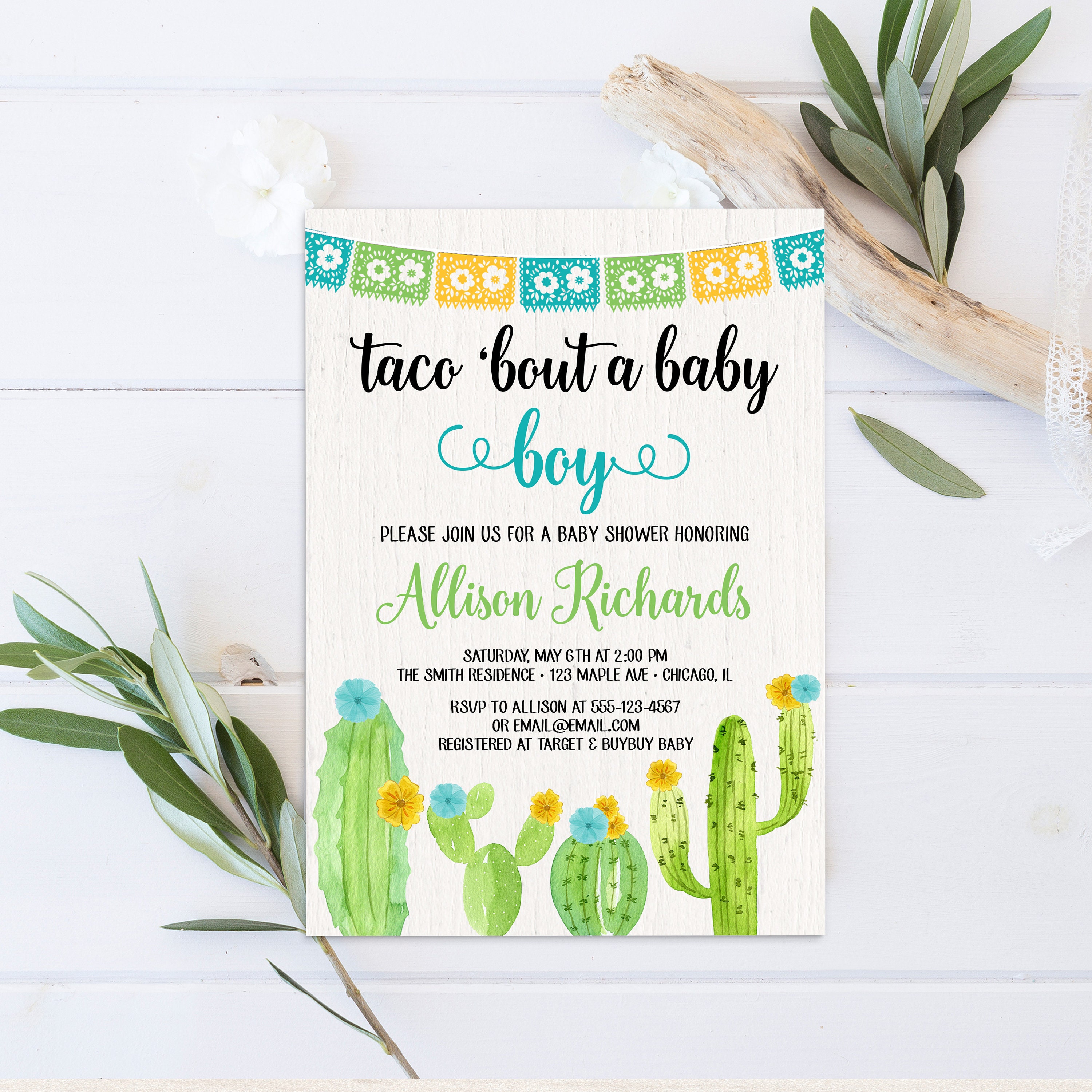 Fiesta Shower Invitation Taco Bout A Baby Boy Couples Shower Etsy