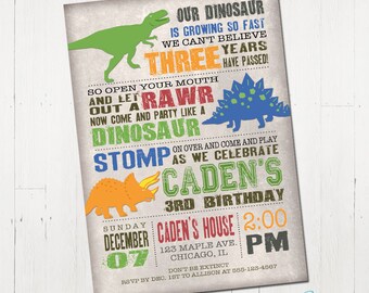 Dinosaur Birthday Invitation, Dinosaur Invitation, Dinosaur Printable Invitation, Dinosaur Invite, Dinosaur Party, Printable Invitation