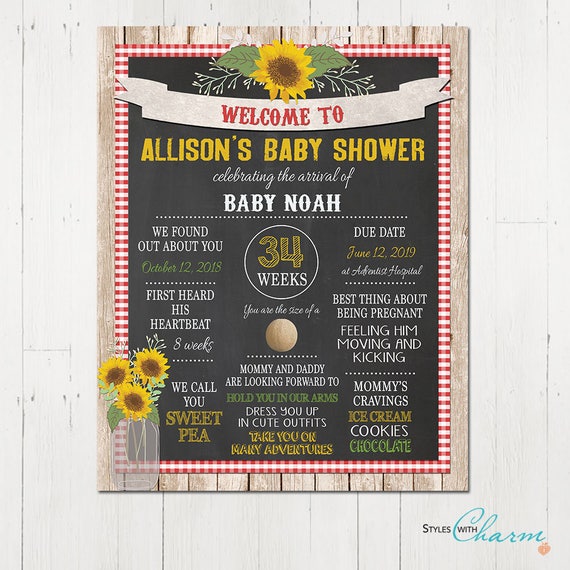 Baby Shower Poster Baby Shower Chalkboard Sign Printable Etsy