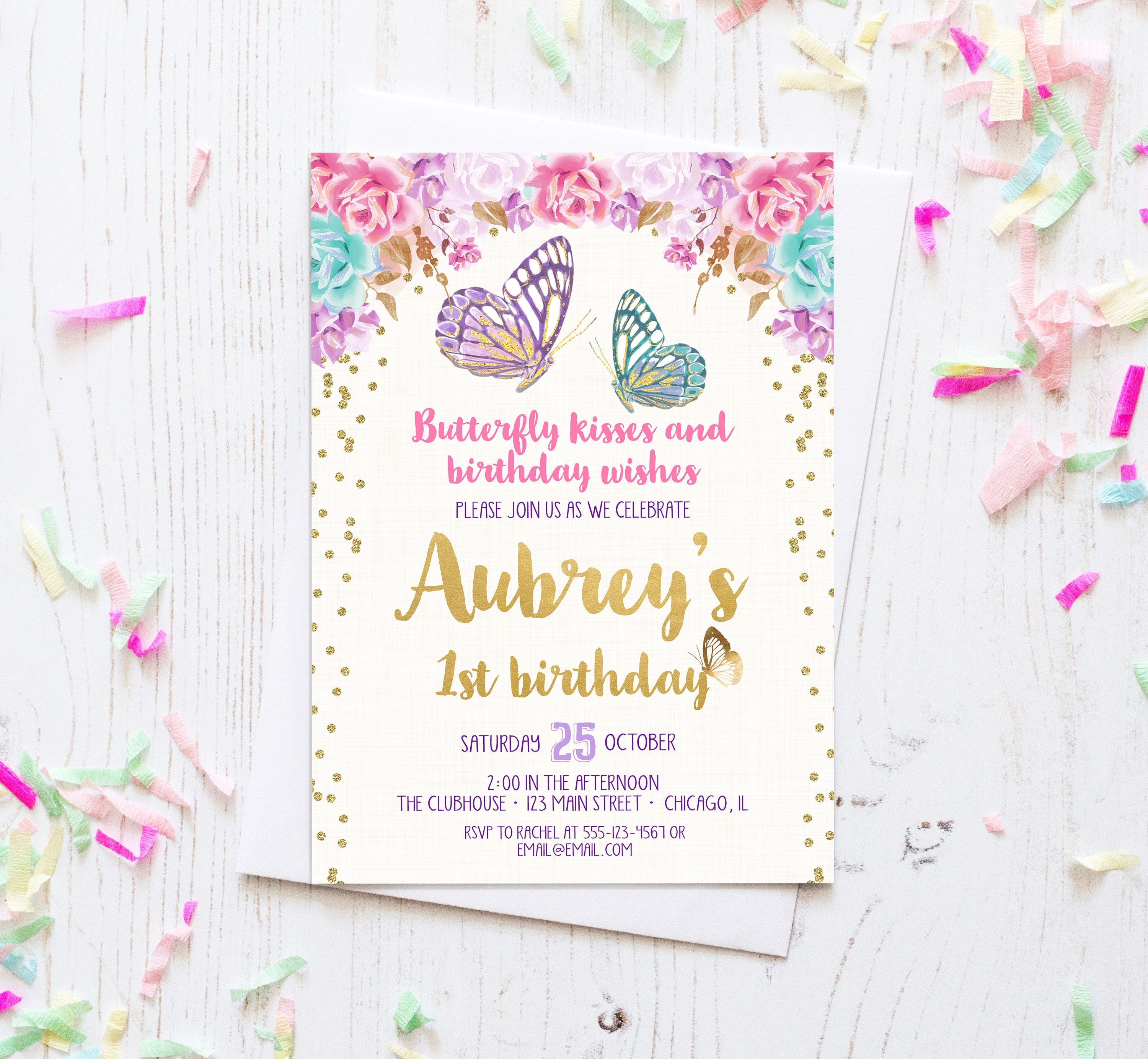 Butterfly Birthday Invitation Butterfly Invitation Etsy