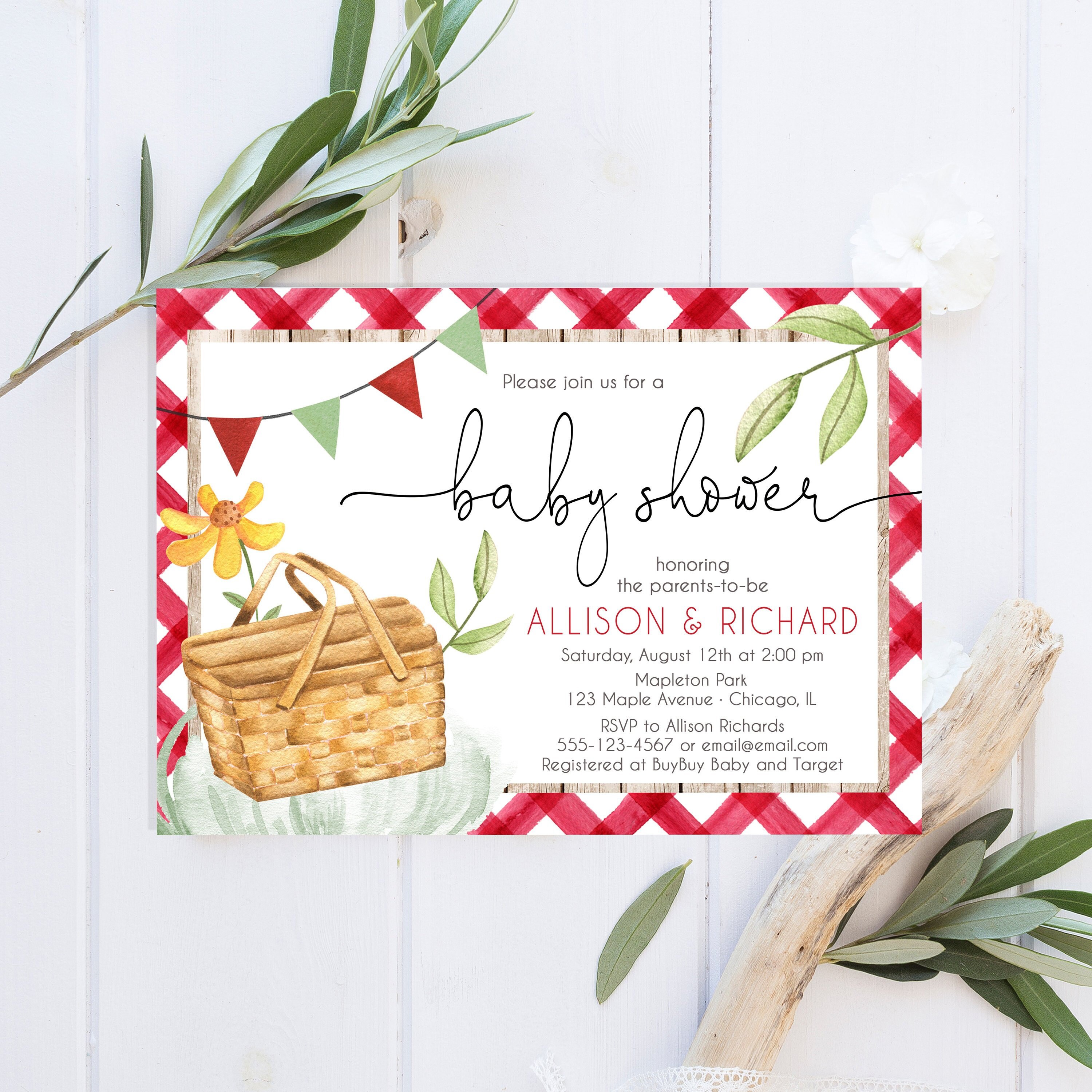 Picnic baby shower invitation BBQ gender neutral baby shower Etsy