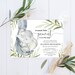 Greenery Elephant baby shower invitation, Gender neutral elephant baby shower sprinkle invites, Printable or printed invitations