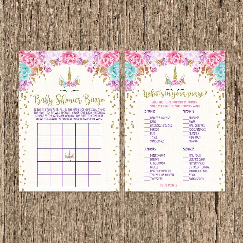 unicorn baby shower games unicorn printable games unicorn etsy