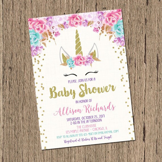 Unicorn Baby Shower Invitations 3