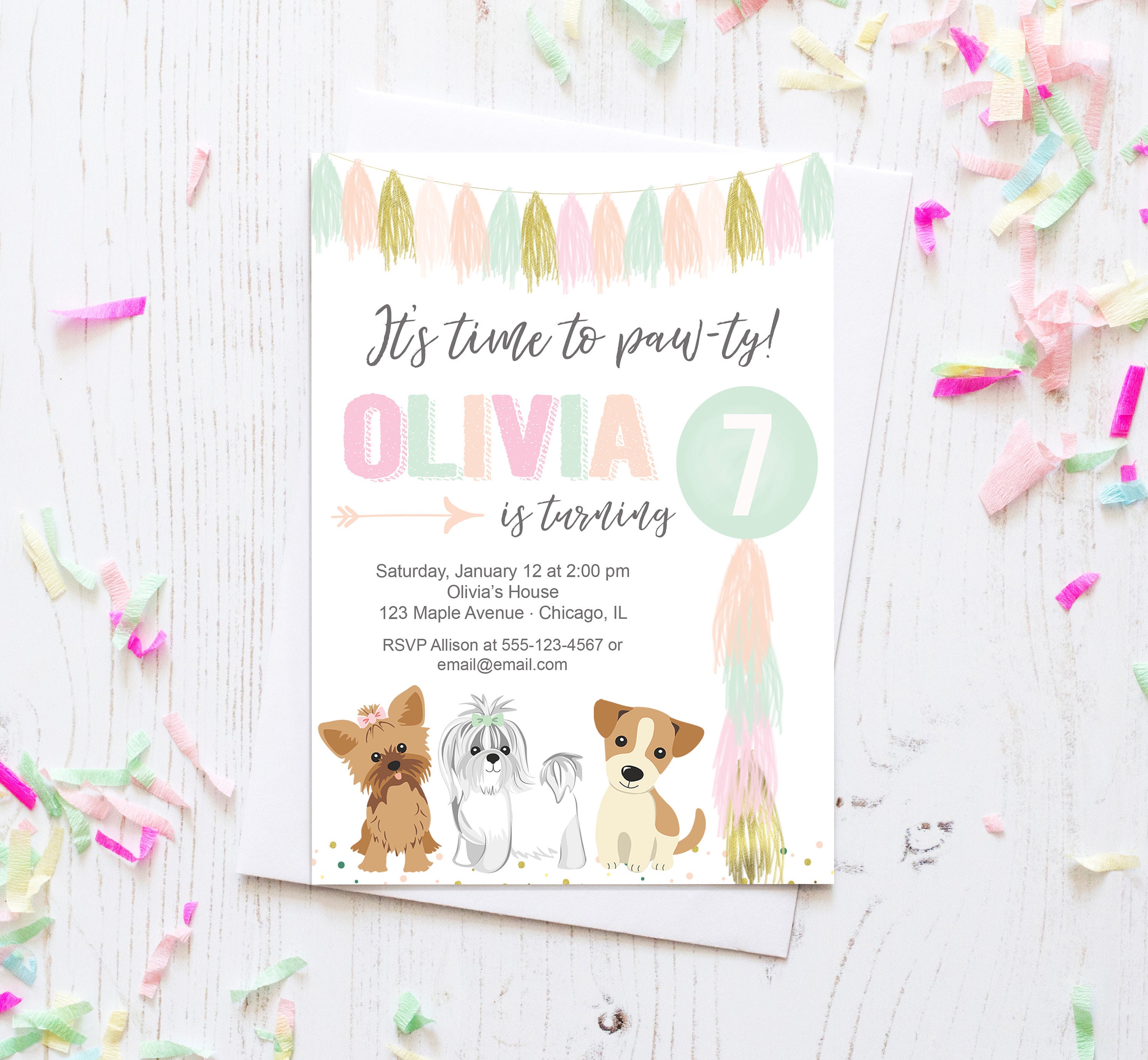 Dog Birthday Party Invitation Let's Pawty Puppy Birthday - Etsy