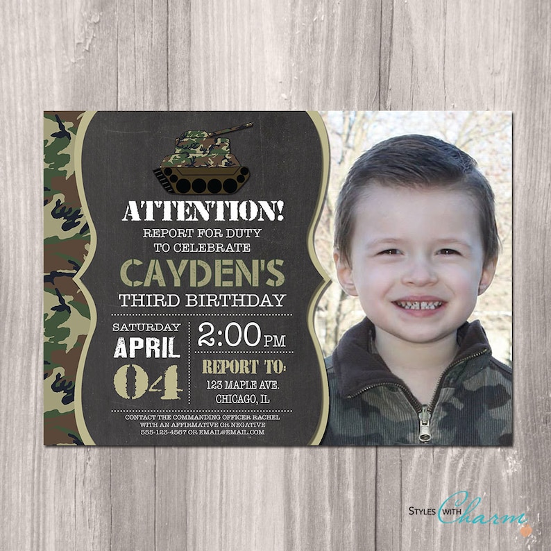 Camo Invitation Camo Birthday Invitation Camouflage Etsy