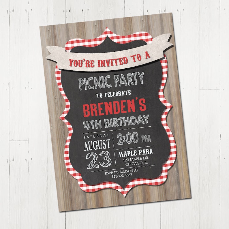 Picnic Birthday Party Invitation Picnic Party Invitation Etsy