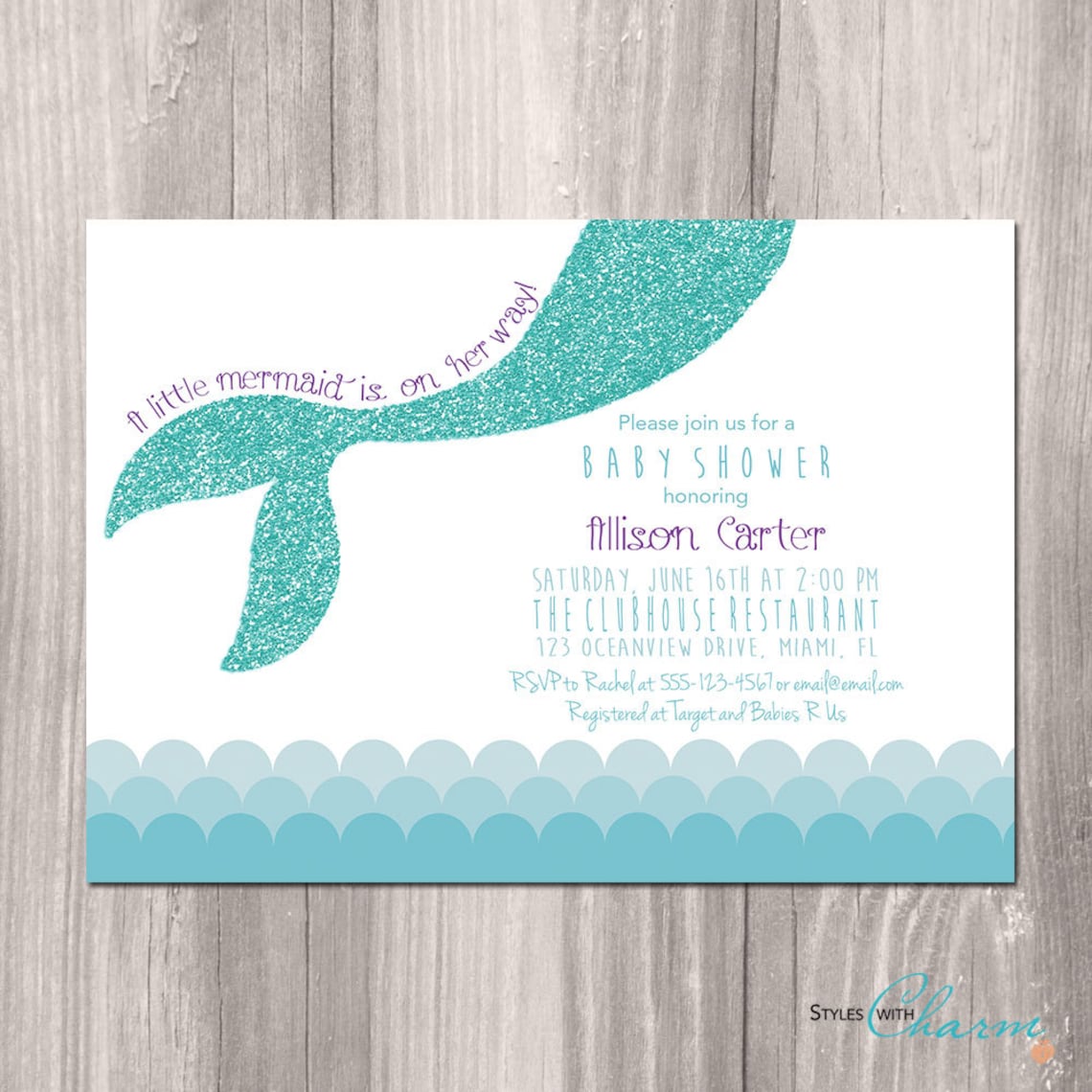 Mermaid Baby Shower Invitation Little Mermaid Baby Shower Etsy