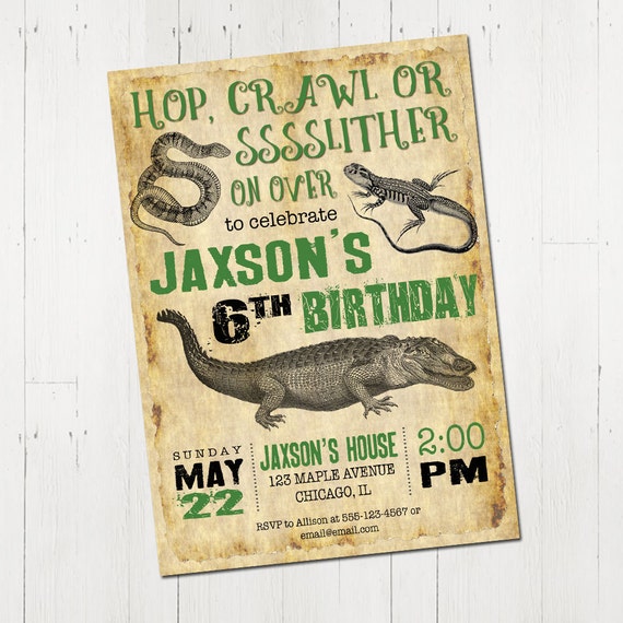 Reptile Birthday Invitation Reptile Invitation Reptile Etsy