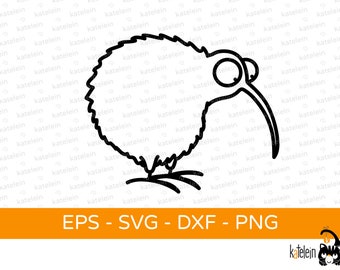 Kiwi bird plotter file SVG dxf png eps download iron-on plot gift New Zealand funny funny running bird gift idea cartoon
