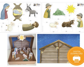 Christmas Crib Holy Family Printable DIY for kids