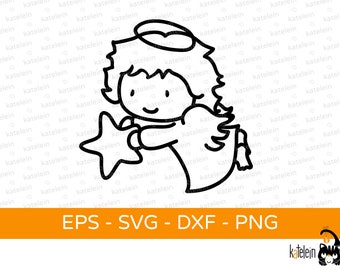 Angelo plotter file SVG dxf png eps download iron-on trama regalo angelo custode Angelo di Natale Stella di Natale bambino stella santo