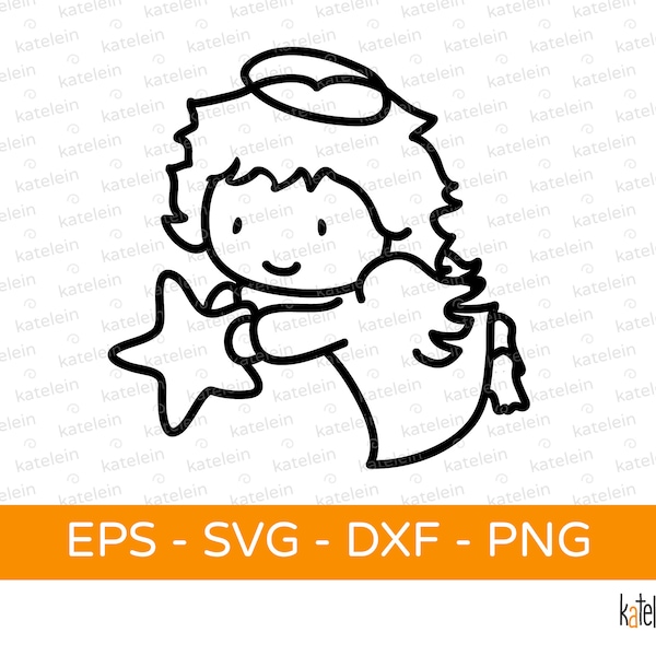 Engel Plotterdatei SVG dxf png eps  Download Bügelbild plotten Geschenk Schutzengel Weihnachtsengel Weihnachten Sternenkind  Stern Heilig