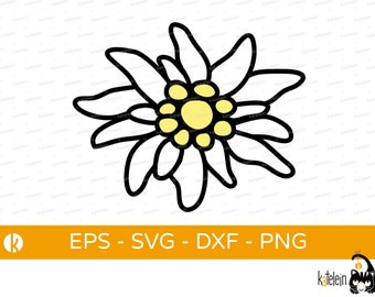 Edelweiss flower clipart svg dxf eps png  file Plotter file download license multicolored iron-on image