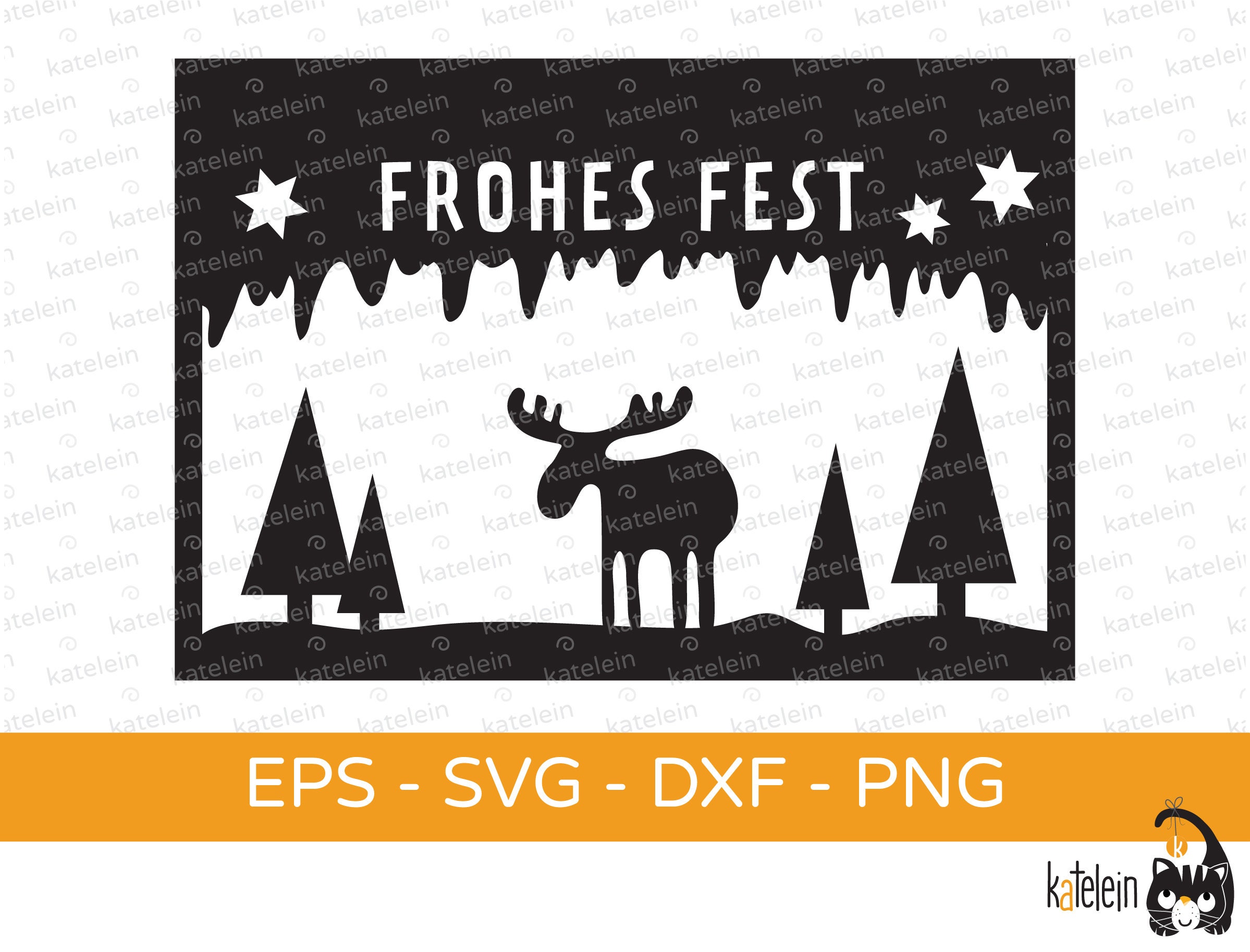 Christmas card plotter file Christmas Happy Holidays Moose SVG dxf png eps download template cutting file plot gift papercut