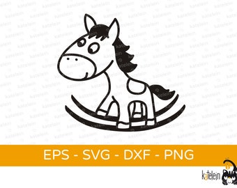 Rocking horse plotter file SVG dxf png eps pony horse baby kids clipart download iron-on plot funny sweet cute nursery