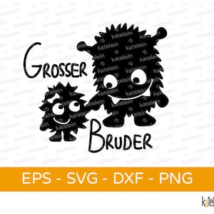 Großer Bruder - kleine Schwester Monster Plotterdatei SVG dxf png eps Bügelbild Geschwister Kinder Baby plotten schneiden Geschenk Geburt