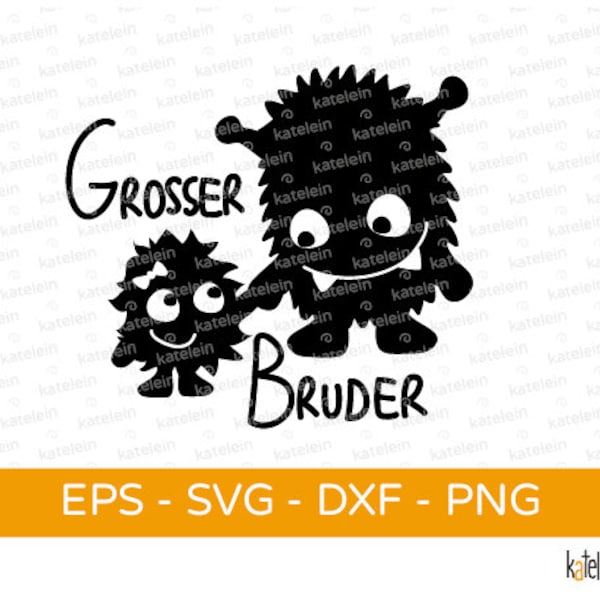 Big brother - little sister monster plotter file SVG dxf png eps iron-on siblings children baby plot cutting gift birth