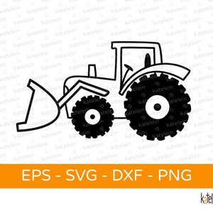 Traktor Frontlader Plotterdatei SVG dxf png eps  Download Bügelbild plotten Frontkipplader Bagger Radlader Baustselle Baggerschaufel