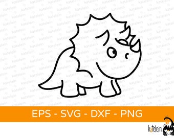 Plotter triceratopo file SVG dxf png eps download ferro-su immagine trama regalo dino dinosauro preistoria divertente bambino bambino carino tricorno