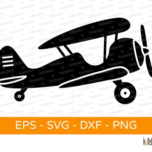 Biplane plotter file SVG dxf png eps download iron-on plot gift airplane aviator propeller propeller pilot children pilot