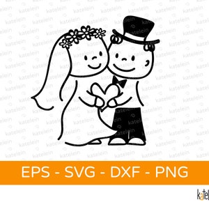 Bruidspaar plotter bestand SVG dxf png eps bruiloft trouwen clipart download iron-on plot cut felicitatie cadeau idee bruidspaar
