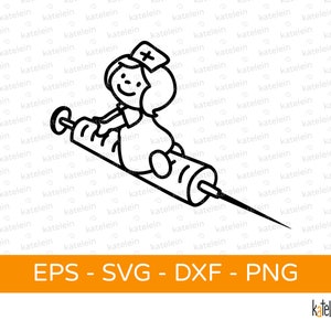 Krankenschwester Plotterdatei SVG dxf png eps Krankenhaus Spritze Hexe plotten schneiden Clipart Download Bügelbild Krankenpflege Arzt