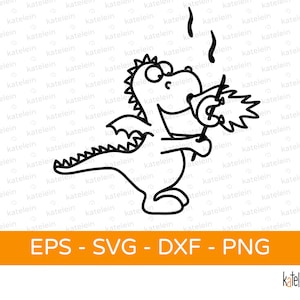 Drache mit Bratwurst Plotterdatei SVG dxf png eps  Download Bügelbild plotten Geschenk Grillen BBQ Grillfest Grillparty Grillmeister lustig