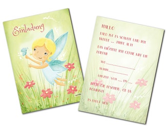 Children's Birthday Elves Girl Birthday Fairy Butterfly Flowers Party Invitation Cards Kids-Set to 10 Piece-14.8 x 10.5 cm