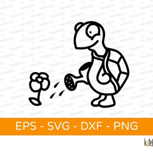 Schildkröte Garten Gießkanne lustig Plotterdatei SVG dxf png eps  Download Bügelbild plotten Geschenk Gartenliebe Gärtner Kind Schneidedatei