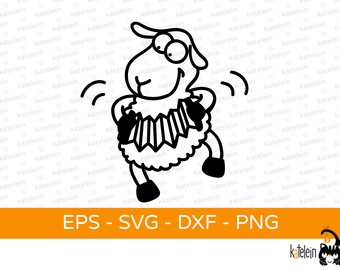 Akkordeon Schaf Plotterdatei SVG dxf png eps  Download Bügelbild plotten Geschenk Tanz lustig Musik Spaß Kinder Zieharmonika freundlich