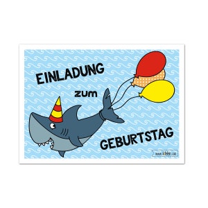 Invito bambini compleanno ragazzi squalo compleanno pesce squalo mare ragazzi divertenti