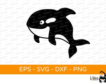 Orca plotter file SVG dxf png eps balena killer whale killer whale bambino bambini clipart download ferro-su trama taglio divertente dolce carino carino