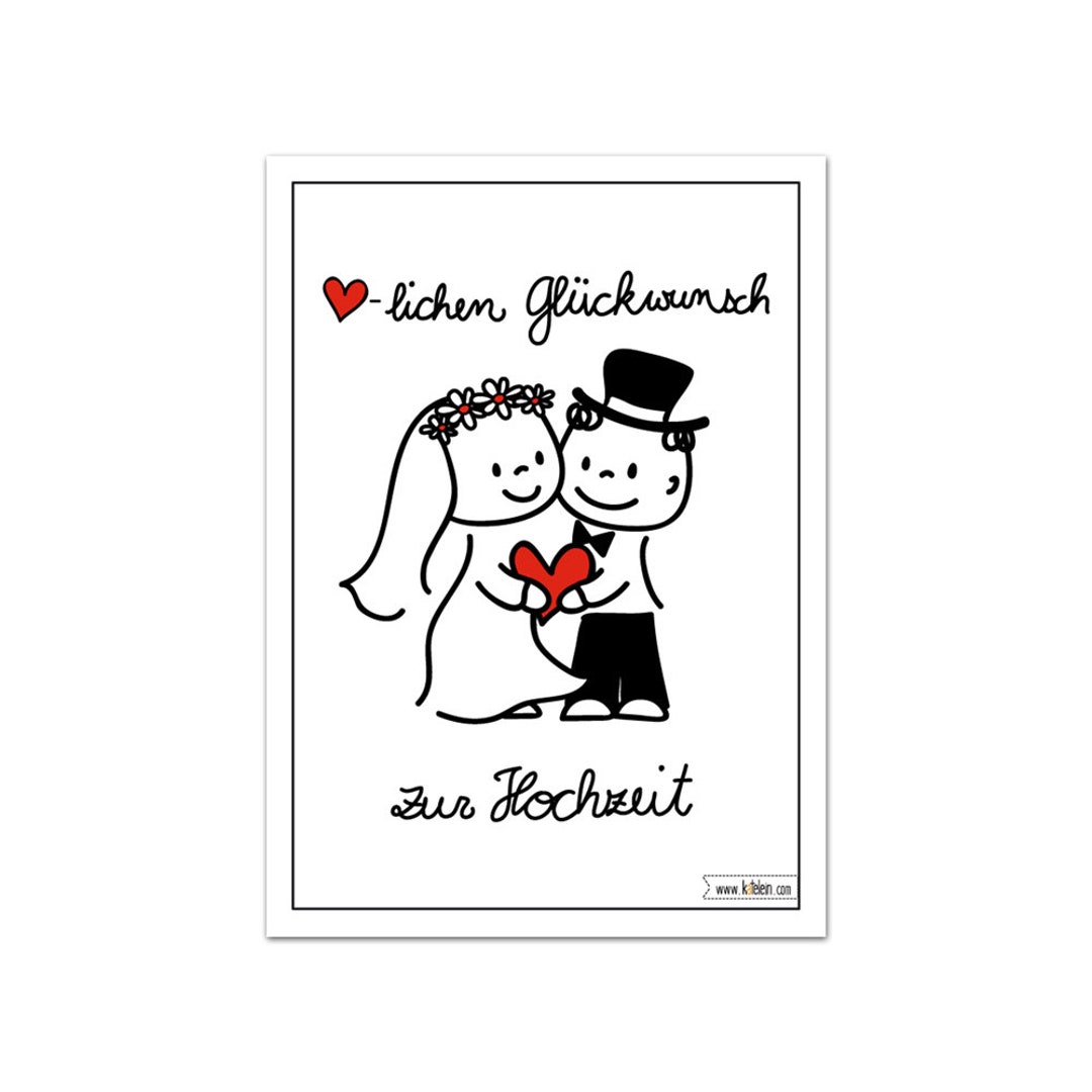 Herzlichen Glückwunsch zur Hochzeit niedlich lustig illustrierte Karte