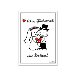 Gefeliciteerd met je bruiloft - leuke grappige geïllustreerde kaart - lieve pasgetrouwden ontwerp cartoon stripset van 10 stuks