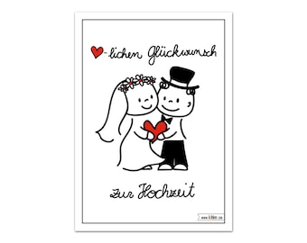 Happy Wedding - Cute Funny Illustrated Card - Dear Newlyweds Design Cartoon Comic Set of 10