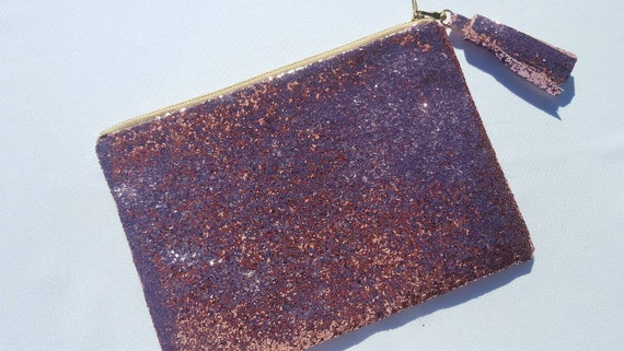 rose gold glitter clutch
